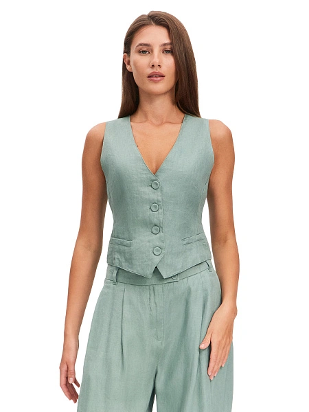 LINEN Жилет женский, цвет шалфей, фото 1