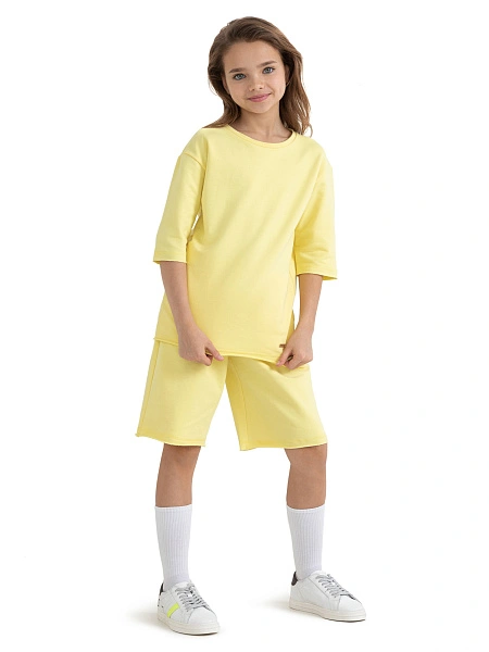 Футболка детская для девочек серии Cotton, цвет желтый, фото 2