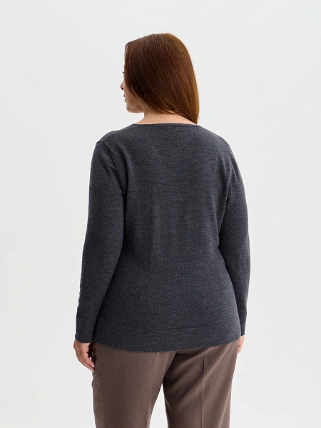 Merino Base Джемпер женский V-вырез plus size, цвет антрацит, фото 2