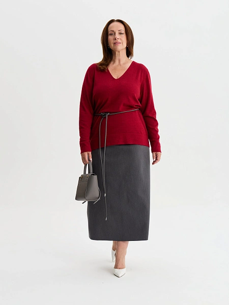 Merino Base Джемпер женский V-вырез plus size, цвет бордо, фото 3