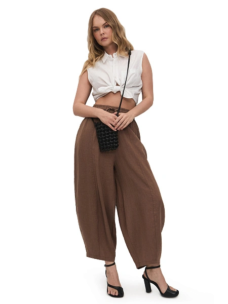 Брюки женские "baggy" серии LINEN, цвет шоколад, фото 1
