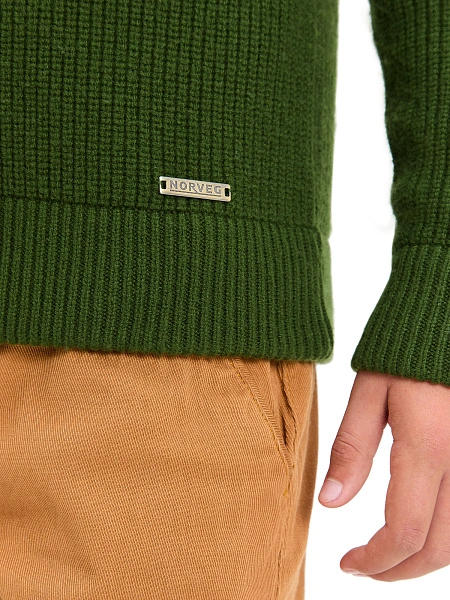 Кардиган шерстяной на молнии для мальчиков-подростков, цвет олива, фото 4