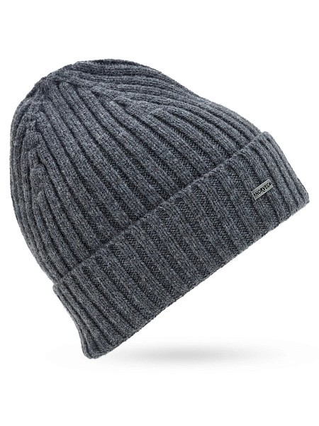 Шерстяная шапка  с отворотом, цвет серый меланж, фото 2