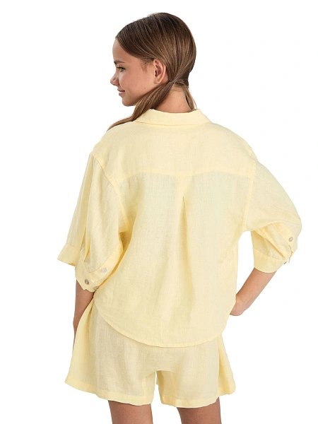Рубашка для девочек-подростков серии LINEN, цвет бледно-желтый, фото 2