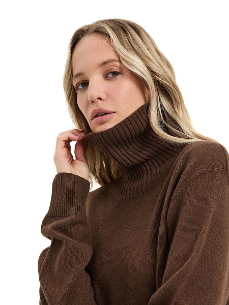 Свитер женский Cashmere&Merino blend oversize, цвет шоколад, фото 3