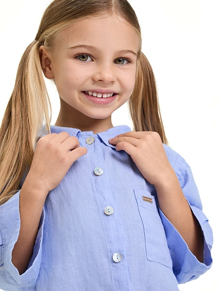 Рубашка для девочки серии LINEN, цвет лаванда, фото 3