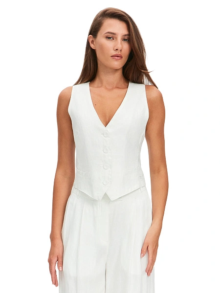 LINEN Жилет женский, цвет белый, фото 1
