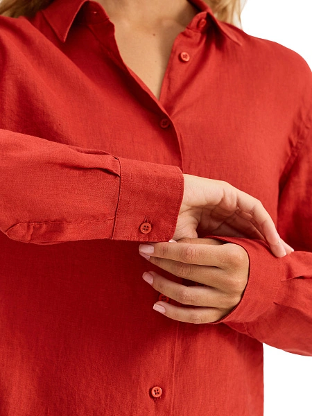 LINEN Рубашка женская slim, цвет терракот, фото 4