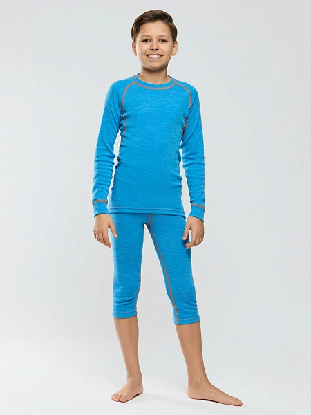 Комплект термобелья для мальчиков серии SPORT WOOL, цвет голубой меланж, фото 2