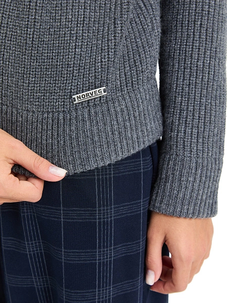 Кардиган из 100% шерсти мериноса на молнии для девочек-подростков, цвет графитовый, фото 4