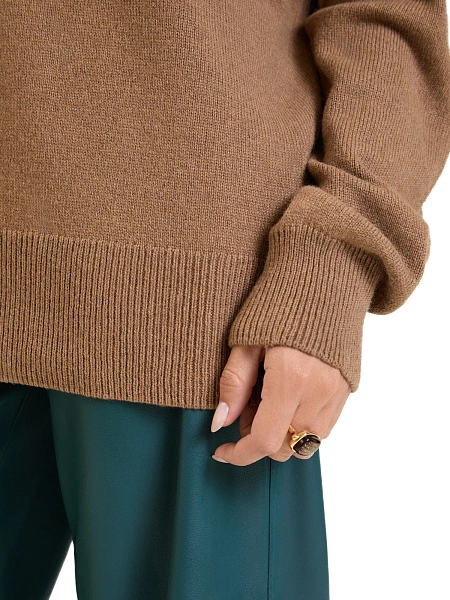 Свитер женский Cashmere&Merino blend oversize, цвет светло-коричневый, фото 3