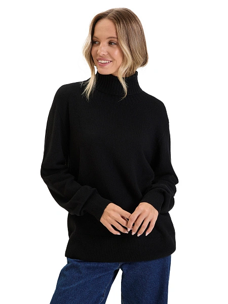 Свитер женский Cashmere&Merino blend oversize, цвет черный, фото 1