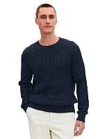 Джемпер Cotton мужской "косы" Темно-синий