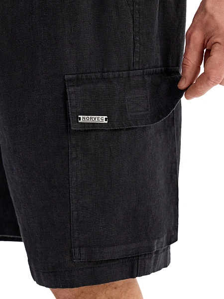 LINEN Шорты с карманами мужские, цвет черный, фото 4