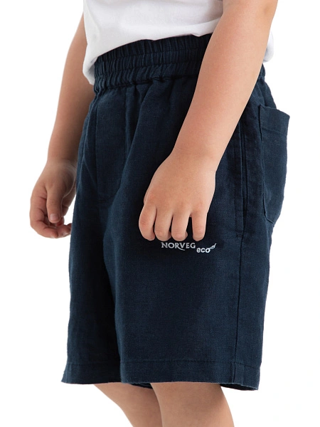 Шорты-бермуды из 100% льна для мальчиков, цвет темно-синий, фото 3