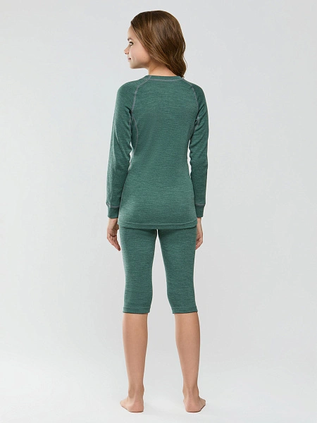 Комплект термобелья для девочек серии SPORT WOOL, цвет зеленый, фото 5