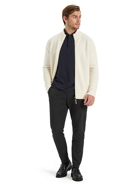 Кардиган мужской на молнии Merino Knitted, цвет молочный, фото 5