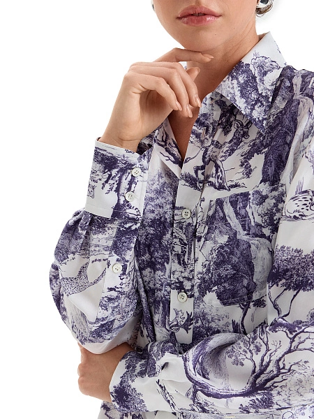 Блуза SILK женская, цвет принт светлый toile de jouy, фото 4