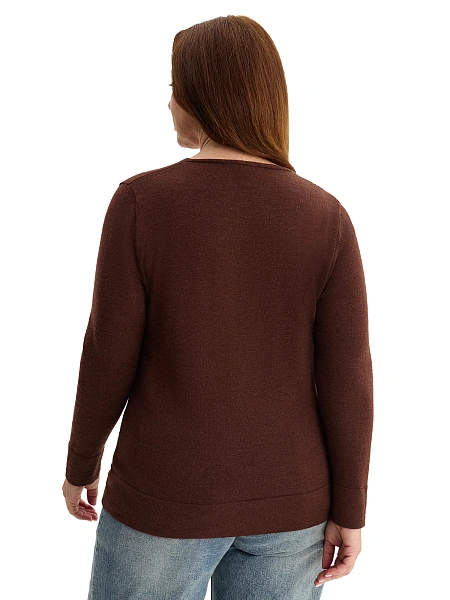 Merino Base Джемпер женский V-вырез plus size, цвет шоколад, фото 2