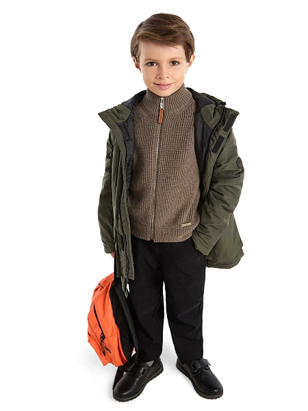 Кардиган шерстяной на молнии для мальчика, цвет коричневый, фото 6