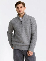 Джемпер мужской с косами Серый меланж