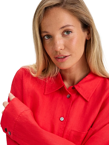 LINEN Рубашка женская oversize, цвет красный, фото 3