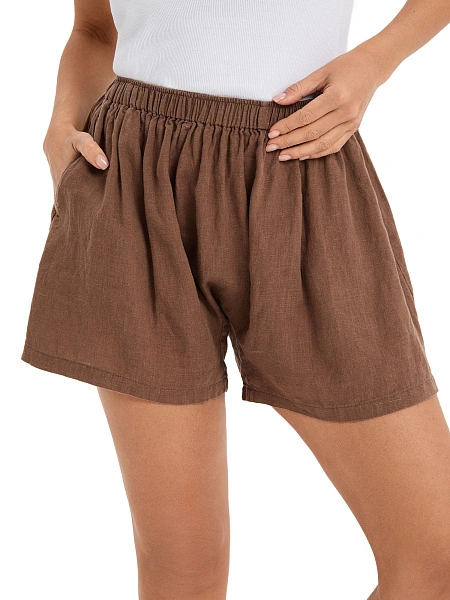 Шорты женские серии LINEN, цвет кофе, фото 3
