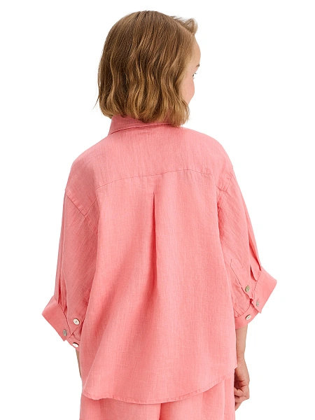 LINEN Рубашка для девочки, цвет светло-розовый, фото 2
