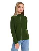 Кардиган из 100% шерсти мериноса на молнии для девочек-подростков Олива