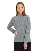 Кардиган из 100% шерсти мериноса на молнии для девочек-подростков Пепельный меланж