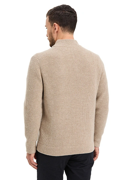 Кардиган мужской на молнии Merino Knitted, цвет бежевый меланж, фото 2