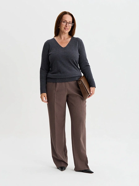 Merino Base Джемпер женский V-вырез plus size, цвет антрацит, фото 3