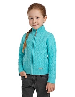 Кардиган на молнии Super Fine Merino Wool для девочек Голубая бирюза