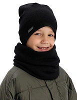 Комплект шапка и снуд из 100% шерсти мериносов для мальчиков Черный