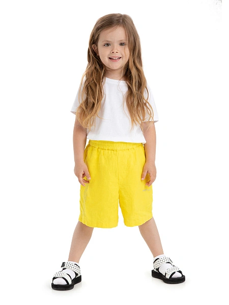 Шорты-бермуды из 100% льна для девочек, цвет желтый, фото 1