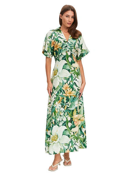 LINEN Платье женское, цвет паттерн tropical flowers, фото 1