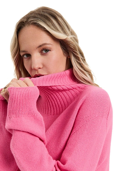 Свитер женский Cashmere&Merino blend oversize, цвет розовый фламинго, фото 3
