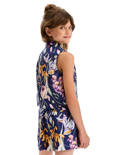 Блуза SILK для девочки без рукавов, цвет паттерн spring garden, фото 2