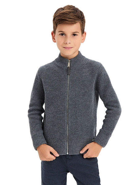 Кардиган шерстяной на молнии для мальчика, цвет графитовый, фото 1