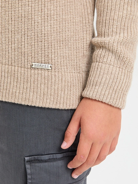 Кардиган шерстяной на молнии для мальчиков-подростков, цвет бежевый, фото 4