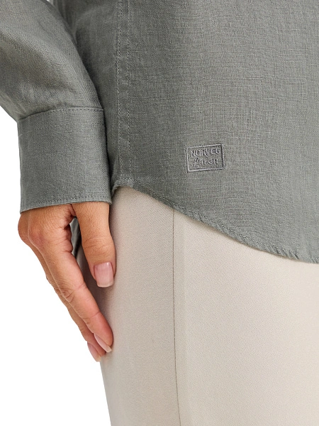 LINEN Рубашка женская slim, цвет пыльно серо-зеленый, фото 5