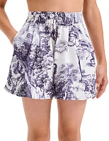 Шорты SILK для девочки с карманом Принт светлый Toile de Jouy