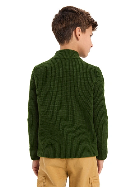 Кардиган шерстяной на молнии для мальчика, цвет олива, фото 3