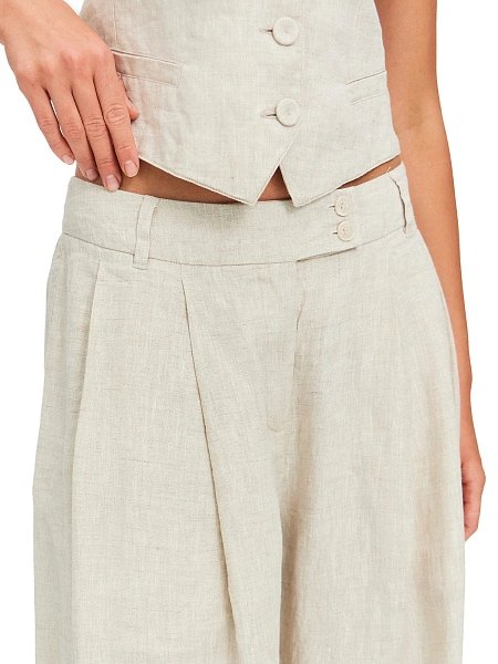 LINEN Брюки-палаццо женские, цвет бежевый меланж, фото 3