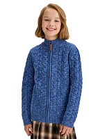 Кардиган на молнии Super Fine Merino Wool для девочек Джинс меланж