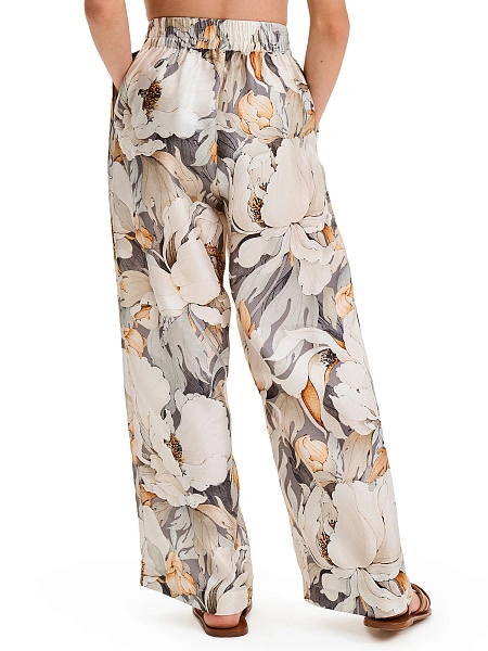 Брюки SILK для девочки прямые, цвет паттерн peonies, фото 2