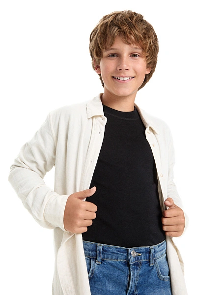 Термофутболка для мальчиков-подростков серии SOFT. Знак Woolmark, цвет черный, фото 6