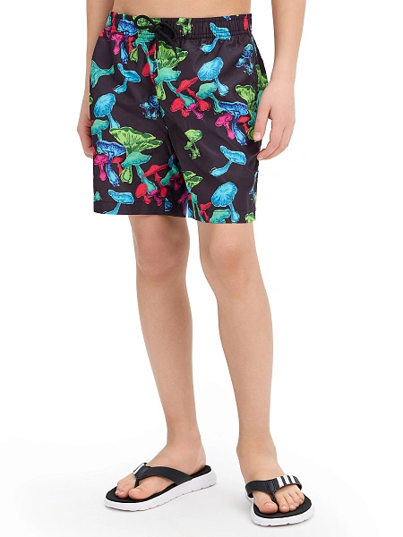 Шорты для мальчика Swimwear, цвет черный паттерн грибы, фото 1