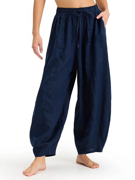 Брюки женские "baggy" серии LINEN, цвет темно-синий, фото 2