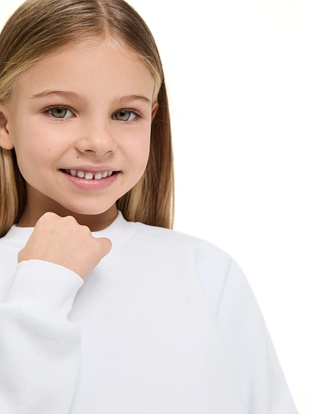 Свитшот детский для девочек ORGANOMICA Cotton, цвет белый, фото 3